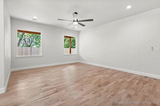 13236 E 4th Pl, Tulsa, OK 74108 - empty room featuring healthy amount of natural light, light wood-style flooring, recessed lighting, and ceiling fan