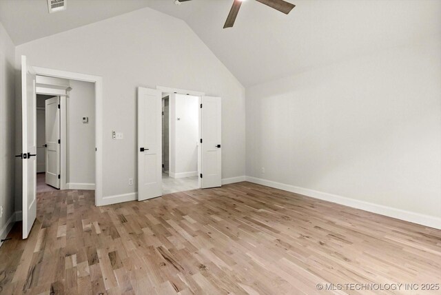 13236 E 4th Pl, Tulsa, OK 74108 - bonus room featuring ceiling fan, light wood-style flooring, and high vaulted ceiling