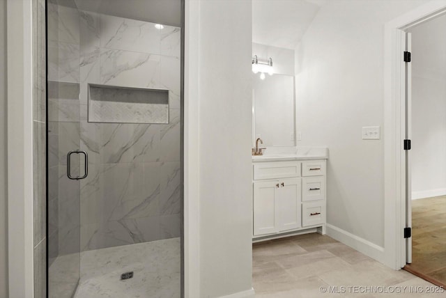 13236 E 4th Pl, Tulsa, OK 74108 - bathroom featuring a marble finish shower and vanity