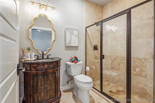 1536 E 35th Pl, Tulsa, OK 74105 - bathroom featuring vanity, a shower stall, and tile patterned flooring
