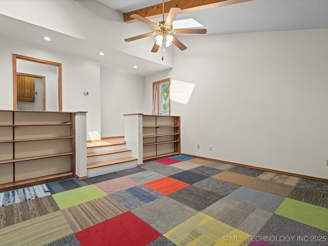 3321 Woodland Rd, Bartlesville, OK 74006 - game room with carpet floors, a ceiling fan, and recessed lighting