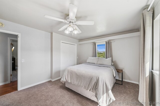 1377 S Wortman Ave, Claremore, OK 74017 - bedroom featuring carpet, a closet, and a ceiling fan
