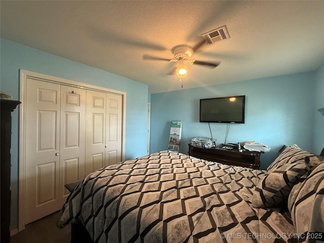 4001 Chaucer, Muskogee, OK 74403 - bedroom with a closet, ceiling fan, and a textured ceiling