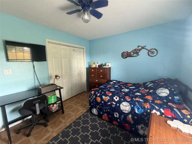 4001 Chaucer, Muskogee, OK 74403 - bedroom featuring a closet and ceiling fan