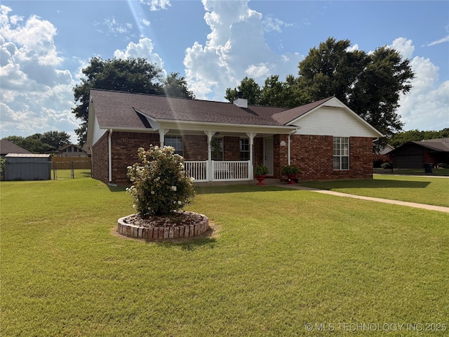 4001 Chaucer, Muskogee, OK 74403 - single story home with covered porch, brick siding, and roof with shingles