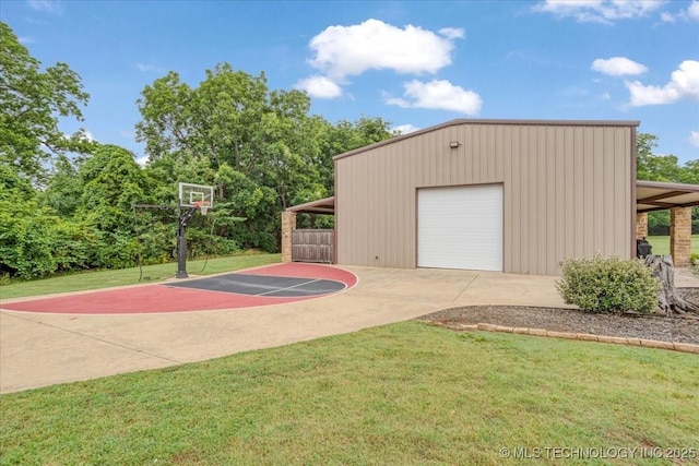 3892 Folsom Rd, Durant, OK 74701 - view of basketball court with a yard and basketball hoop