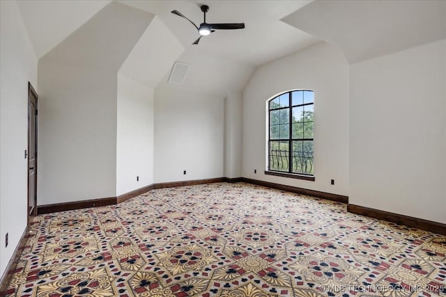 3892 Folsom Rd, Durant, OK 74701 - unfurnished room featuring a ceiling fan and vaulted ceiling