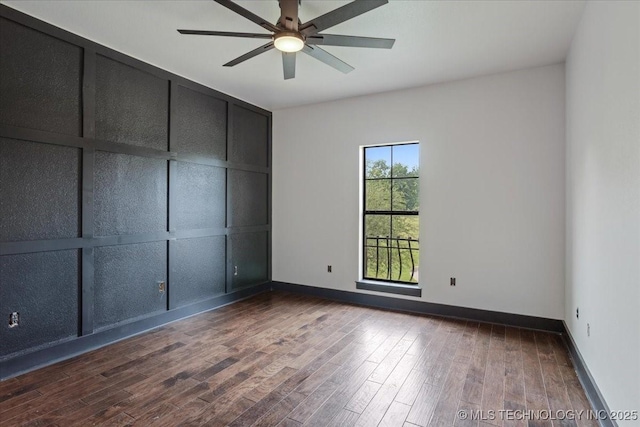 3892 Folsom Rd, Durant, OK 74701 - unfurnished bedroom with wood finished floors and ceiling fan