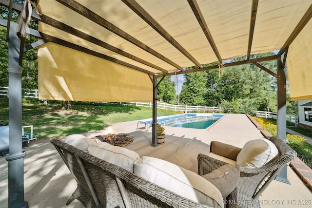 19585 Cottrell Dr, Claremore, OK 74019 - view of patio / terrace with an outdoor living space with a fire pit