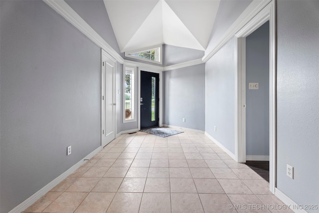 56901 E Walnut, Monkey Island, OK 74331 - foyer entrance featuring vaulted ceiling and light tile patterned flooring