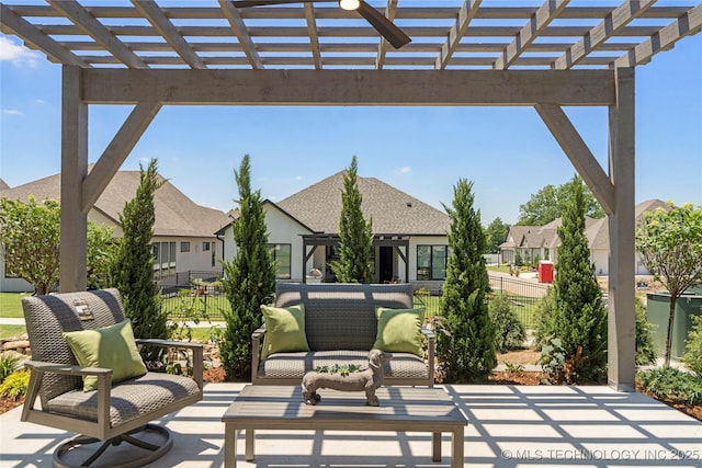 7221 E Norman St, Broken Arrow, OK 74014 - view of patio featuring a pergola and a residential view