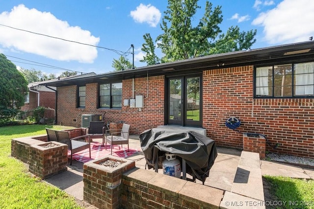 4331 E 28th St, Tulsa, OK 74114 - view of patio / terrace featuring area for grilling and an outdoor living space with a fire pit
