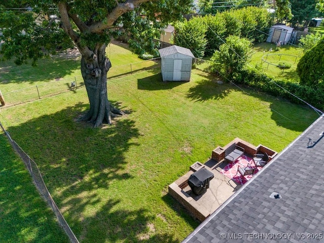 4331 E 28th St, Tulsa, OK 74114 - fenced backyard with a shed and a patio area