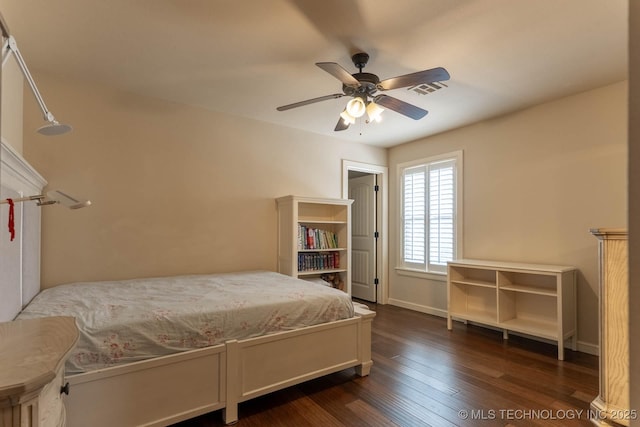 9314 N 96th E Ave, Owasso, OK 74055 - bedroom featuring dark wood-style floors and ceiling fan