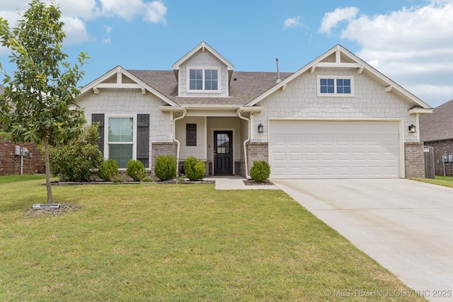 9423 E 132nd Pl S, Bixby, OK 74008 - craftsman-style home with driveway, a front yard, roof with shingles, and a garage