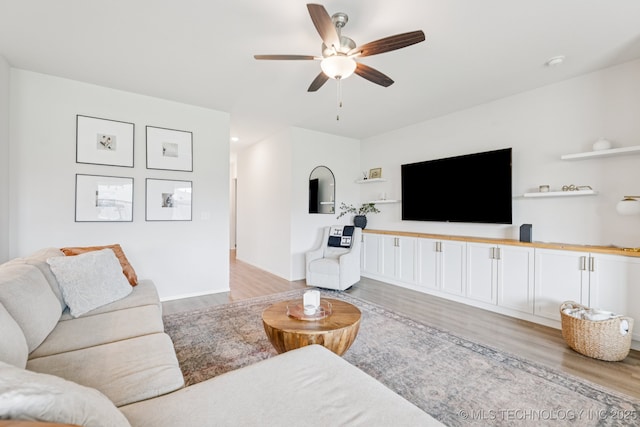 9423 E 132nd Pl S, Bixby, OK 74008 - living area featuring light wood-style floors and ceiling fan
