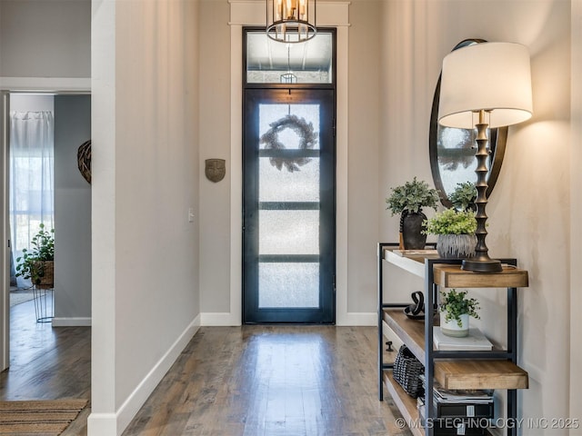 13642 S 21st Pl E, Bixby, OK 74008 - entrance foyer featuring wood finished floors and a chandelier