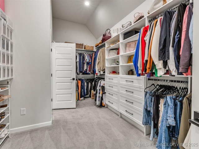 13642 S 21st Pl E, Bixby, OK 74008 - spacious closet featuring light carpet and vaulted ceiling