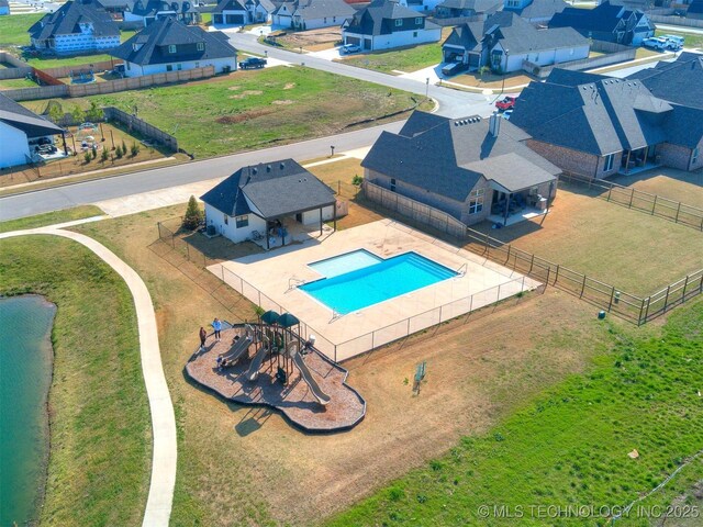 13642 S 21st Pl E, Bixby, OK 74008 - aerial view of residential area with a pool area