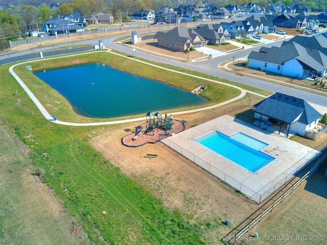 13642 S 21st Pl E, Bixby, OK 74008 - aerial view of residential area with a pool area and a large body of water