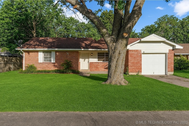 3344 S 120th E Ave, Tulsa, OK 74146 - ranch-style home featuring concrete driveway, brick siding, and an attached garage
