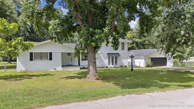 412 W Roger St, Oilton, OK 74052 - view of front of property featuring brick siding, asphalt driveway, a garage, a porch, and roof with shingles