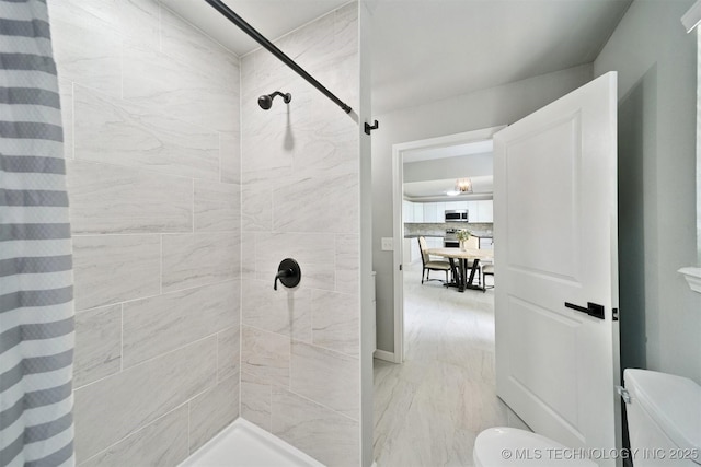 412 W Roger St, Oilton, OK 74052 - full bathroom with tiled shower and backsplash