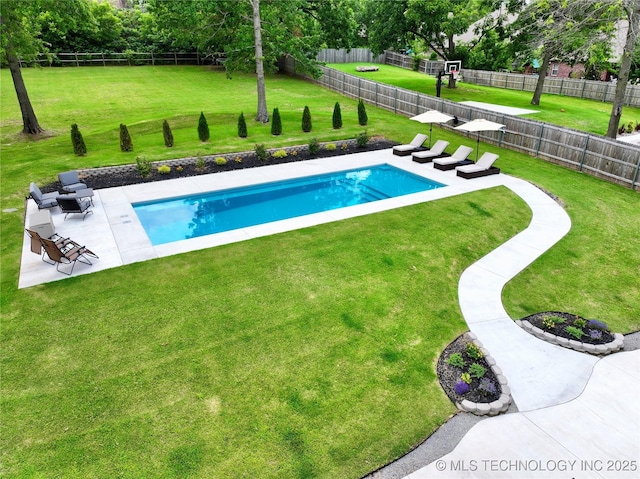 2889 Forest View Dr, Claremore, OK 74017 - view of pool with a patio, a fenced backyard, and view of wooded area
