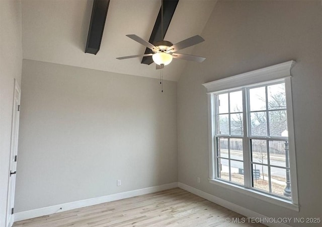 2889 Forest View Dr, Claremore, OK 74017 - spare room featuring lofted ceiling, ceiling fan, and light wood finished floors