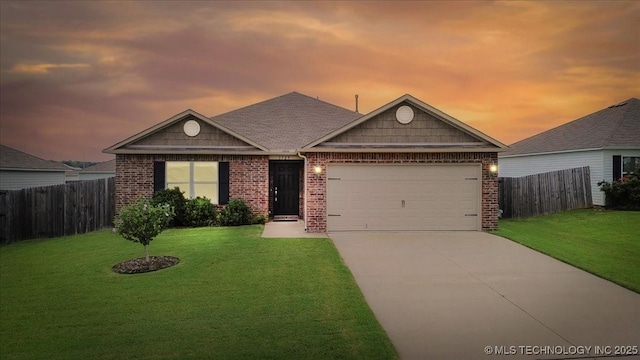 3729 S 150th E Ave, Tulsa, OK 74134 - ranch-style home featuring a garage, concrete driveway, and brick siding
