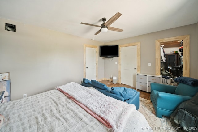 32528 W 261st St S, Bristow, OK 74010 - bedroom featuring wood finished floors, a ceiling fan, and a closet
