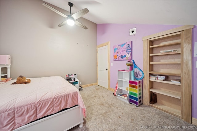 32528 W 261st St S, Bristow, OK 74010 - bedroom with vaulted ceiling, carpet flooring, and ceiling fan