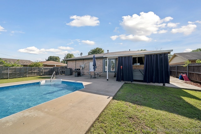 208 N Davis Ave W, Claremore, OK 74017 - view of pool with a fenced backyard, a patio area, and grilling area