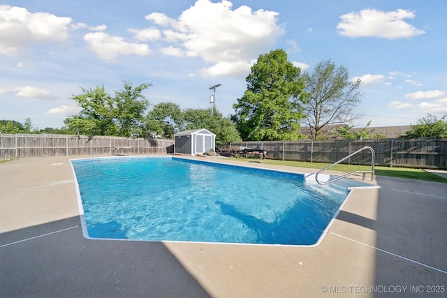 208 N Davis Ave W, Claremore, OK 74017 - view of pool with a storage unit, a fenced backyard, and a patio area