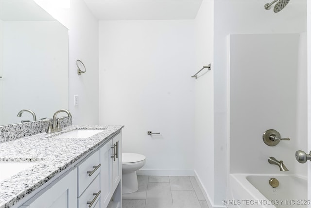 304 S 25th St, Collinsville, OK 74021 - bathroom featuring double vanity, marble look tile flooring, and shower / tub combination