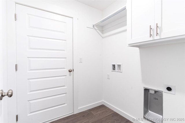 304 S 25th St, Collinsville, OK 74021 - washroom featuring cabinet space, washer hookup, dark wood finished floors, and electric dryer hookup