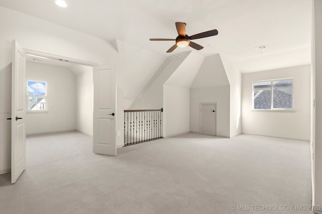 6009 W Utica Cir, Broken Arrow, OK 74011 - additional living space with ceiling fan, carpet floors, vaulted ceiling, and recessed lighting