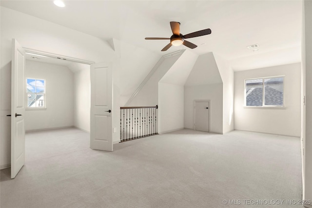 6009 W Utica Cir, Broken Arrow, OK 74011 - additional living space featuring ceiling fan, carpet flooring, lofted ceiling, and recessed lighting