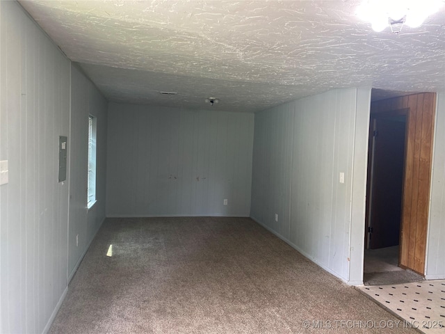 41 G SE, Ardmore, OK 73401 - carpeted empty room with a textured ceiling and wooden walls