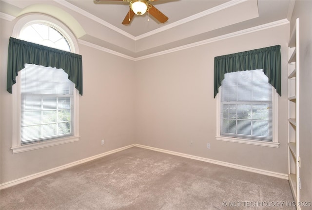 13706 S 18th St, Bixby, OK 74008 - carpeted empty room featuring ceiling fan and ornamental molding
