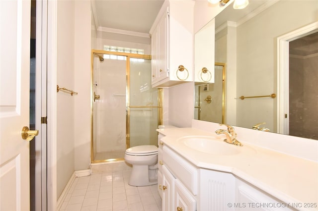 13706 S 18th St, Bixby, OK 74008 - full bath featuring tile patterned floors, a stall shower, vanity, and crown molding