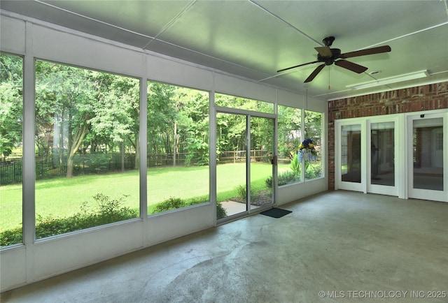 13706 S 18th St, Bixby, OK 74008 - unfurnished sunroom featuring ceiling fan and healthy amount of natural light