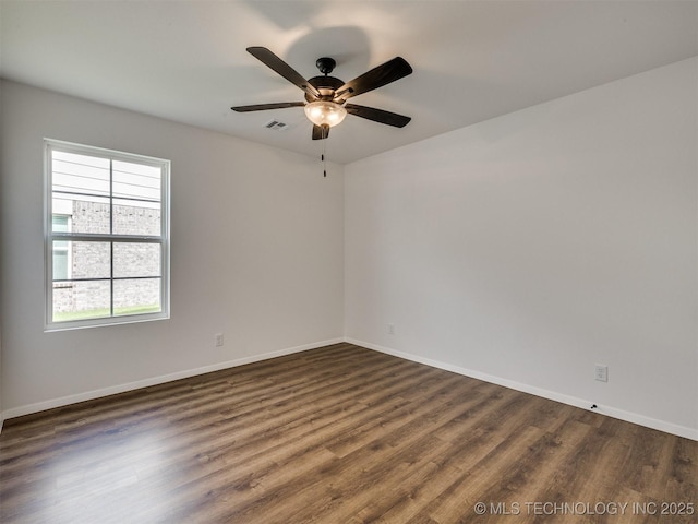 7202 E 132nd St S, Bixby, OK 74008 - unfurnished room featuring dark wood finished floors and a ceiling fan