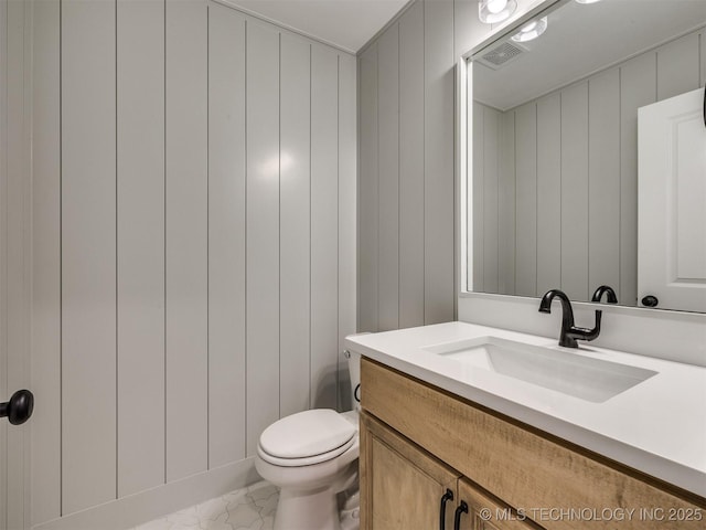 7202 E 132nd St S, Bixby, OK 74008 - half bath featuring vanity and marble finish flooring