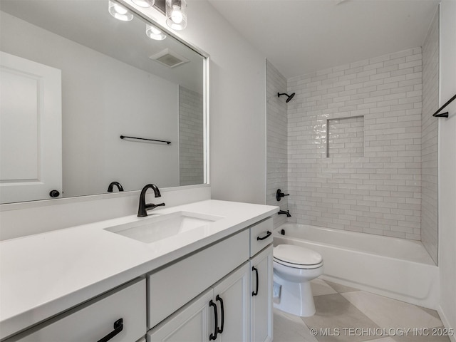 7202 E 132nd St S, Bixby, OK 74008 - bathroom featuring vanity,  shower combination, and tile patterned floors