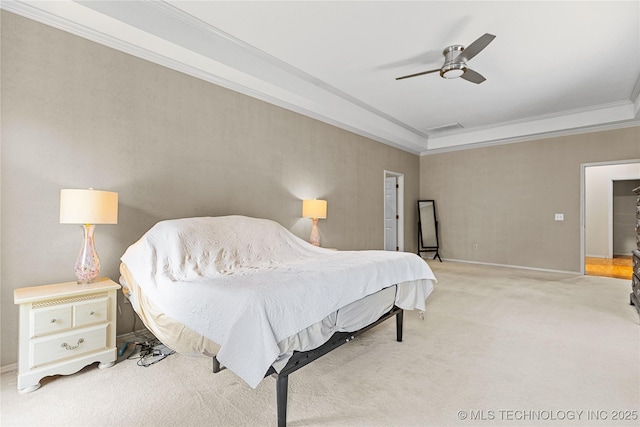 9810 E 96th Pl, Tulsa, OK 74133 - bedroom featuring ornamental molding, carpet floors, and ceiling fan