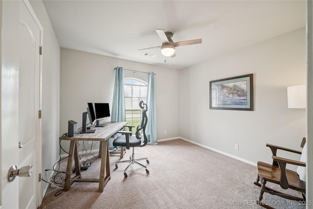 1600 S Ironwood Ave, Broken Arrow, OK 74012 - carpeted office space featuring ceiling fan and baseboards