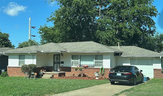 582 N Xenophon Ave, Tulsa, OK 74127 - view of front of house with brick siding, an attached garage, driveway, and a front yard