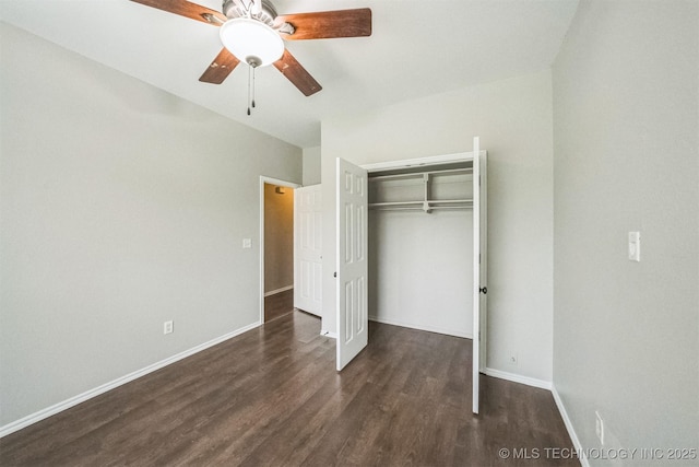 12003 S Tamarack St W, Jenks, OK 74037 - unfurnished bedroom featuring wood finished floors, a closet, and ceiling fan
