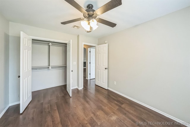 12003 S Tamarack St W, Jenks, OK 74037 - unfurnished bedroom featuring wood finished floors, a closet, and ceiling fan